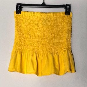 Yellow sinched with flowy bottom tube top